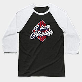 American National Flag I Love Florida - Patriotic Souvenir Baseball T-Shirt